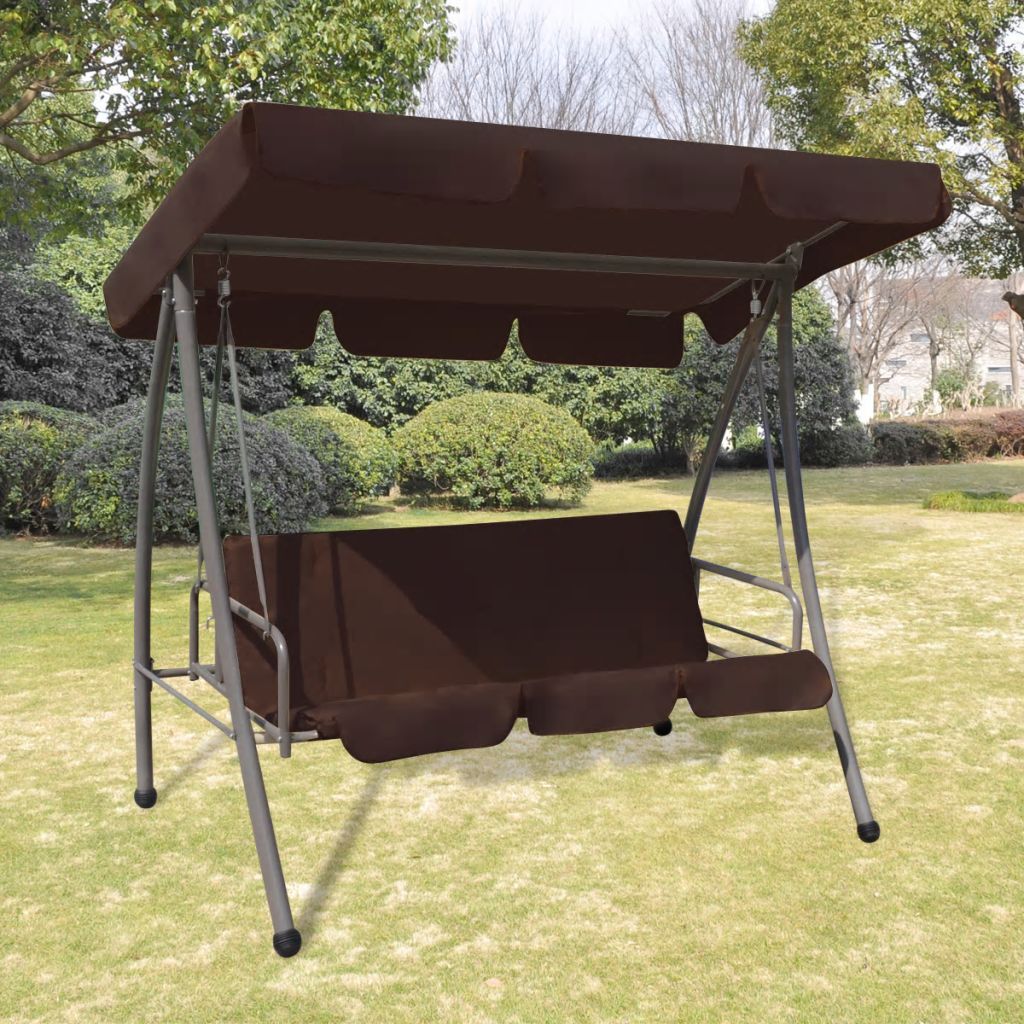 43238  Outdoor Swing Bench with Canopy Coffee