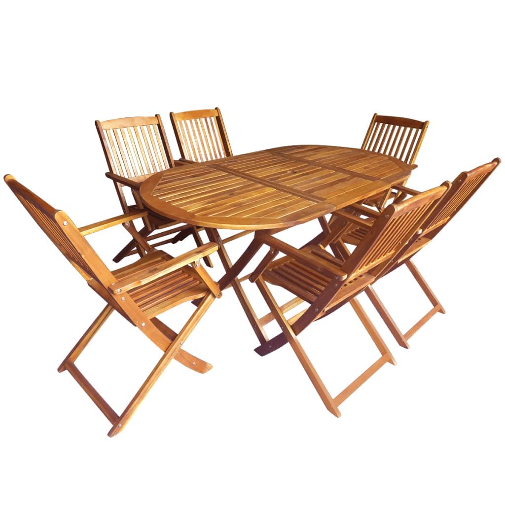 7 Piece Folding Outdoor Dining Set Solid Acacia Wood
