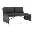 3 Piece Garden Lounge Set with Cushions Poly Rattan Grey