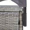 Double Sun Lounger with Canopy Poly Rattan Grey