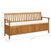 Storage Bench with Cushion 170 cm Solid Acacia Wood