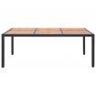 Garden Table Black 200x150x74 cm Poly Rattan and Acacia Wood