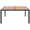 Garden Table Black 200x150x74 cm Poly Rattan and Acacia Wood