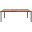 Garden Table Grey 200x150x74 cm Poly Rattan and Acacia Wood