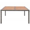 Garden Table Grey 200x150x74 cm Poly Rattan and Acacia Wood