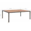 Garden Table Grey 200x150x74 cm Poly Rattan and Acacia Wood