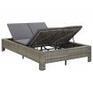 2-Person Sunbed with Cushion Grey Poly Rattan