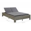 2-Person Sunbed with Cushion Grey Poly Rattan