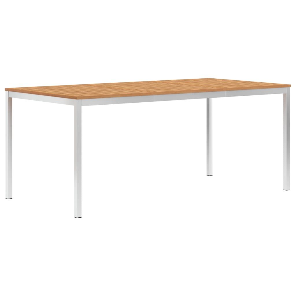 Garden Dining Table 180x90x75 cm Solid Teak Wood and Stainless Steel