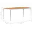 Garden Dining Table 180x90x75 cm Solid Teak Wood and Stainless Steel