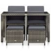 5 Piece Outdoor Dining Set with Cushions Poly Rattan Grey