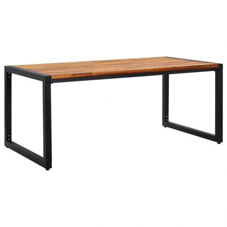 Garden Table with U-shaped Legs 180x90x75 cm Solid Acacia Wood