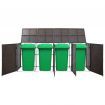 Quadruple Wheelie Bin Shed Brown 305x78x120 cm Poly Rattan