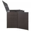 Quadruple Wheelie Bin Shed Brown 305x78x120 cm Poly Rattan