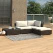 4 Piece Garden Lounge Set with Cushions Poly Rattan Brown