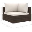 4 Piece Garden Lounge Set with Cushions Poly Rattan Brown