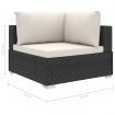 4 Piece Garden Lounge Set with Cushions Poly Rattan Black