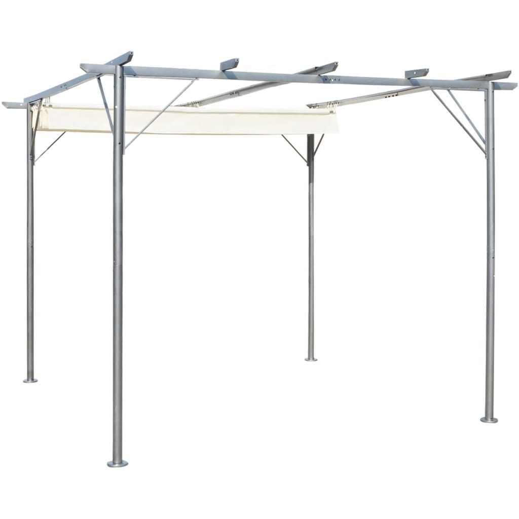 Pergola with Retractable Roof Cream White 3x3 m Steel