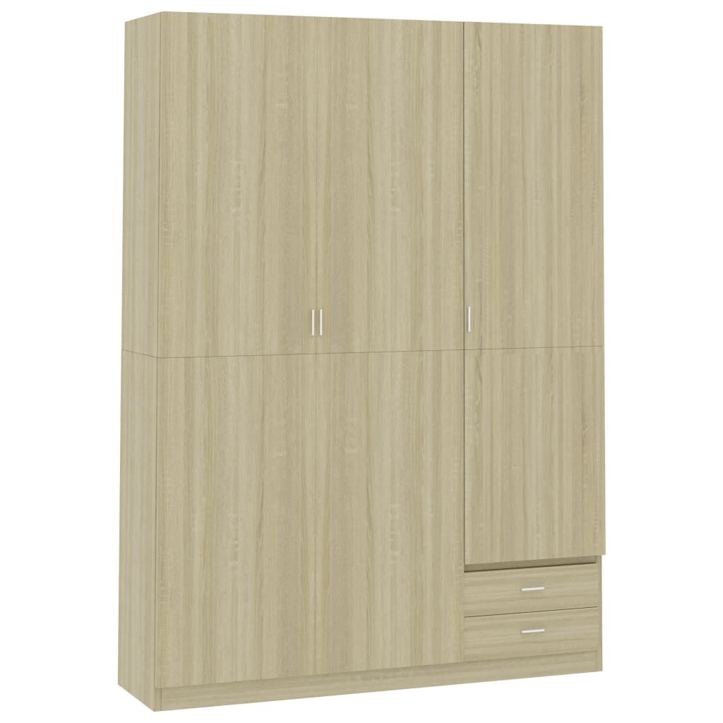 3-Door Wardrobe Sonoma Oak 120x50x180 cm Chipboard