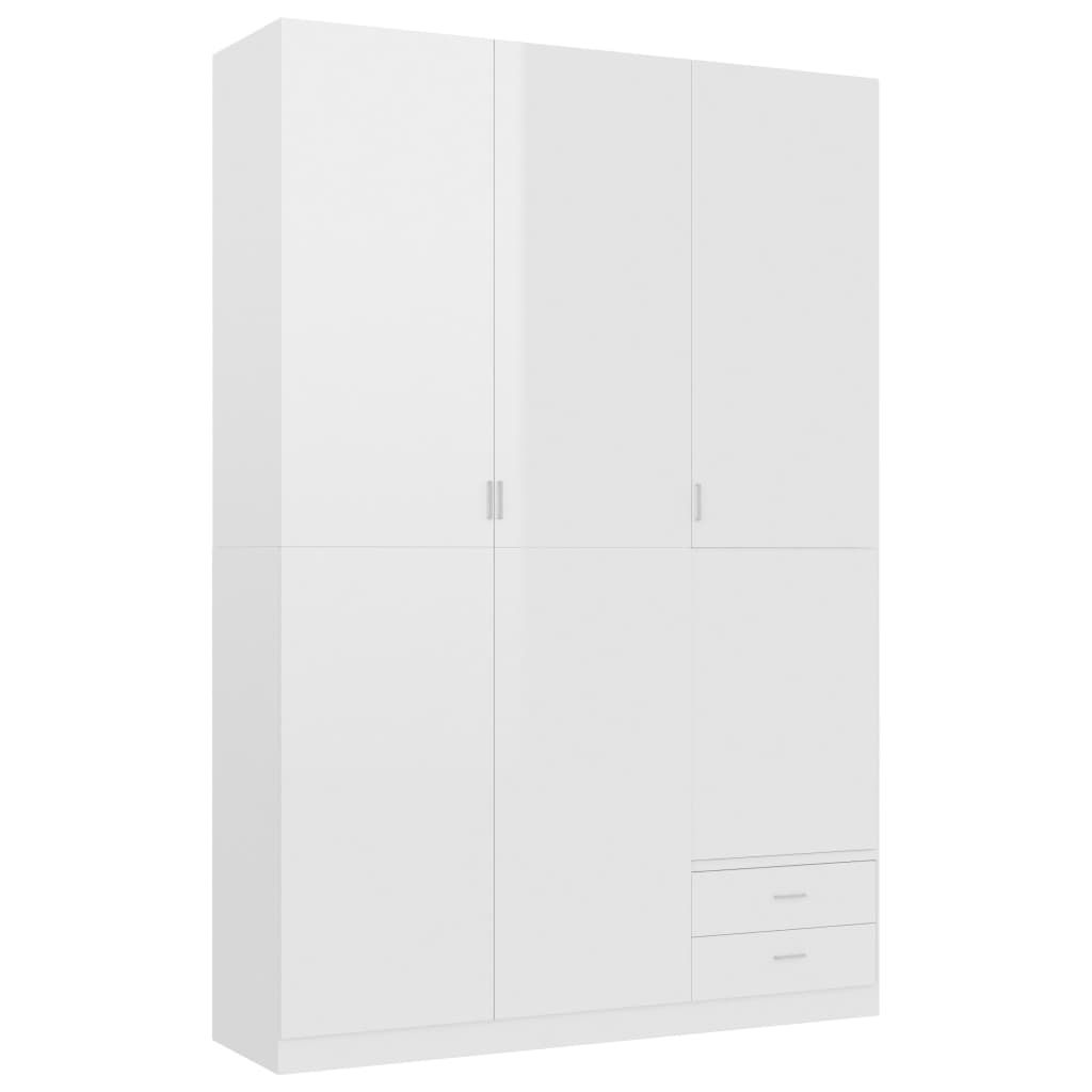 3-Door Wardrobe High Gloss White 120x50x180 cm Chipboard