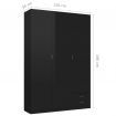 3-Door Wardrobe High Gloss Black 120x50x180 cm Chipboard