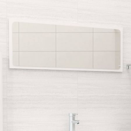 Bathroom Mirror High Gloss White 90x1.5x37 cm Chipboard