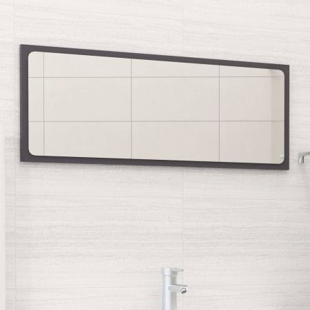 Bathroom Mirror High Gloss Grey 90x1.5x37 cm Chipboard