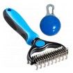 Pet Grooming Tool - 2 Sided Undercoat Rake for Cats & Dogs - Safe Dematting Comb for Easy Mats & Tangles Removing