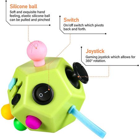 1 Piece Dodecagon Fidget Toy 12 Sided Toy Infinity Cube Stress Depression and Anxiety Relief Cube Suitable for Teens & Adults ADHD ADD Autism Stress Relief 