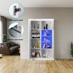 High Gloss 3 Door Cabinet Sideboard Storage Unit with 3 Open Shelves LED Light White