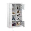 High Gloss 3 Door Cabinet Sideboard Storage Unit with 3 Open Shelves LED Light White