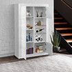 High Gloss 3 Door Cabinet Sideboard Storage Unit with 3 Open Shelves LED Light White