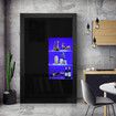 High Gloss 160cm Tall Black Side Cabinet LED Display Shelf with Push-to-Open Doors