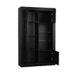 High Gloss 160cm Tall Black Side Cabinet LED Display Shelf with Push-to-Open Doors