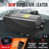 12V Diesel Air Heater 8KW Portable Parking Heater Remote Control LCD Panel Black and Grey