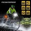 LED Bike Headlight and Back Light Set 2400 mAh 3+5 Light Modes, IPX5 Waterproof