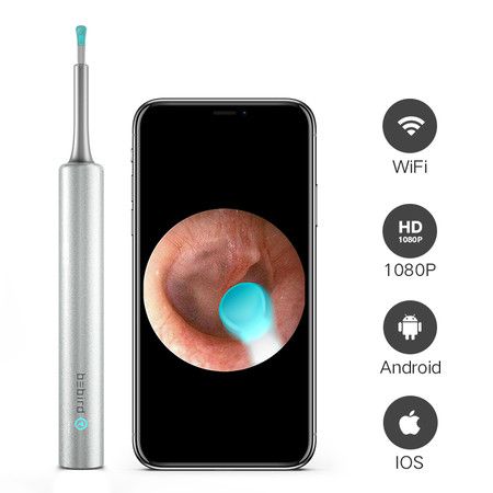 Ear Wax Removal, 3.5mm Lens Ear Cleaner with Camera, 1080P HD WiFi Ear Endoscope with LED Light, Waterproof 3-Axis Gyroscope Earwax Removal Camera Tool - White
