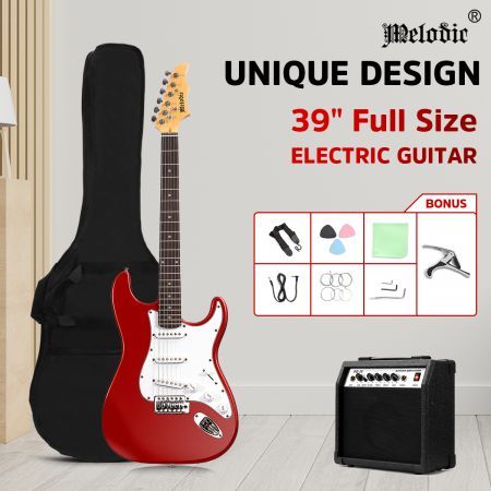 Melodic Stratocaster SSS Electric Guitar with15W Amplifier Dakota Red