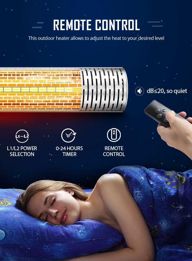 Maxkon 2000W Infrared Outdoor Heater Instant Electric Wall Heater