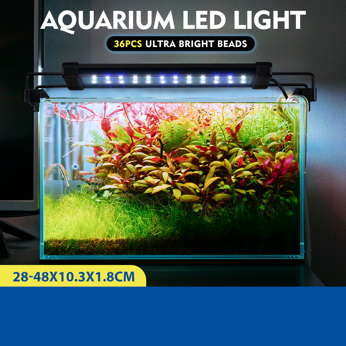 Aquarium Light Fish Tank Led Lighting Lamp White Blue for 3050cm Fish Tank