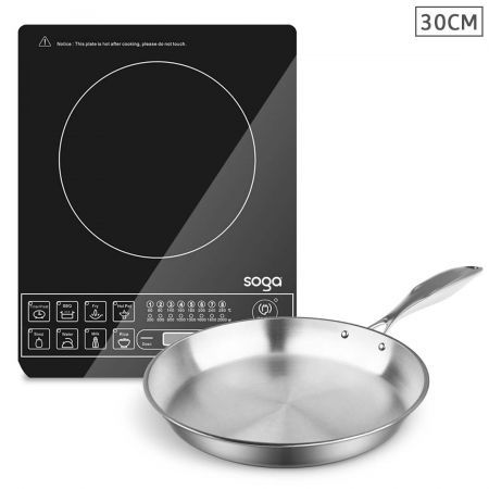 Electric Smart Induction Cooktop and 30cm Stainless Steel Fry Pan Cooking Frying Pan