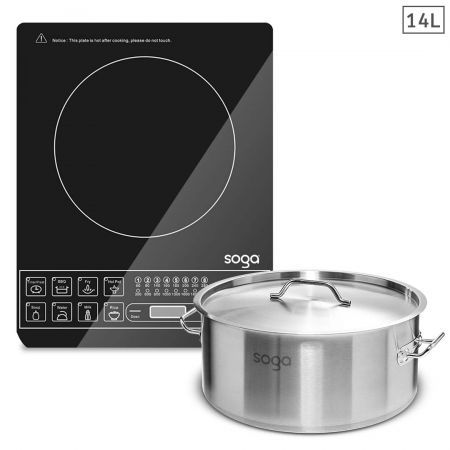 Electric Smart Induction Cooktop and 14L Stainless Steel Stockpot