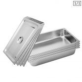 4X Gastronorm GN Pan Full Size 1/1 GN Pan 10cm Deep Stainless Steel Tray With Lid