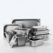 6X Gastronorm GN Pan Full Size 1/1 GN Pan 10cm Deep Stainless Steel Tray With Lid