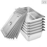 6X Gastronorm GN Pan Full Size 1/1 GN Pan 15cm Deep Stainless Steel Tray With Lid