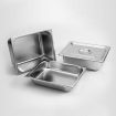 4X Gastronorm GN Pan Full Size 1/2 GN Pan 6.5cm Deep Stainless Steel Tray With Lid