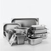 2X Gastronorm GN Pan Full Size 1/3 GN Pan 6.5 cm Deep Stainless Steel Tray With Lid