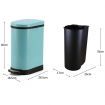 Foot Pedal Stainless Steel Rubbish Recycling Garbage Waste Trash Bin 10L U Blue