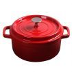 Cast Iron 22cm Enamel Porcelain Stewpot Casserole Stew Cooking Pot With Lid 2.7L Red