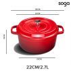 2X Cast Iron 22cm Enamel Porcelain Stewpot Casserole Stew Cooking Pot With Lid Red